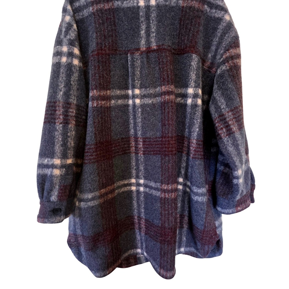 BCBGeneration Plaid Oversized Coat Jacket Burgundy Purple Blue White Plaid XXL - Picture 5 of 12